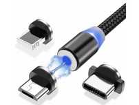 Kabel Magnetyczny 3W1 Ładowarka IPhone MicroUSB i Typ C