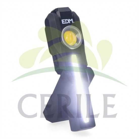 Lanterna Led Cob redonda 200 lm + cob frontal 200 lm + spot superior