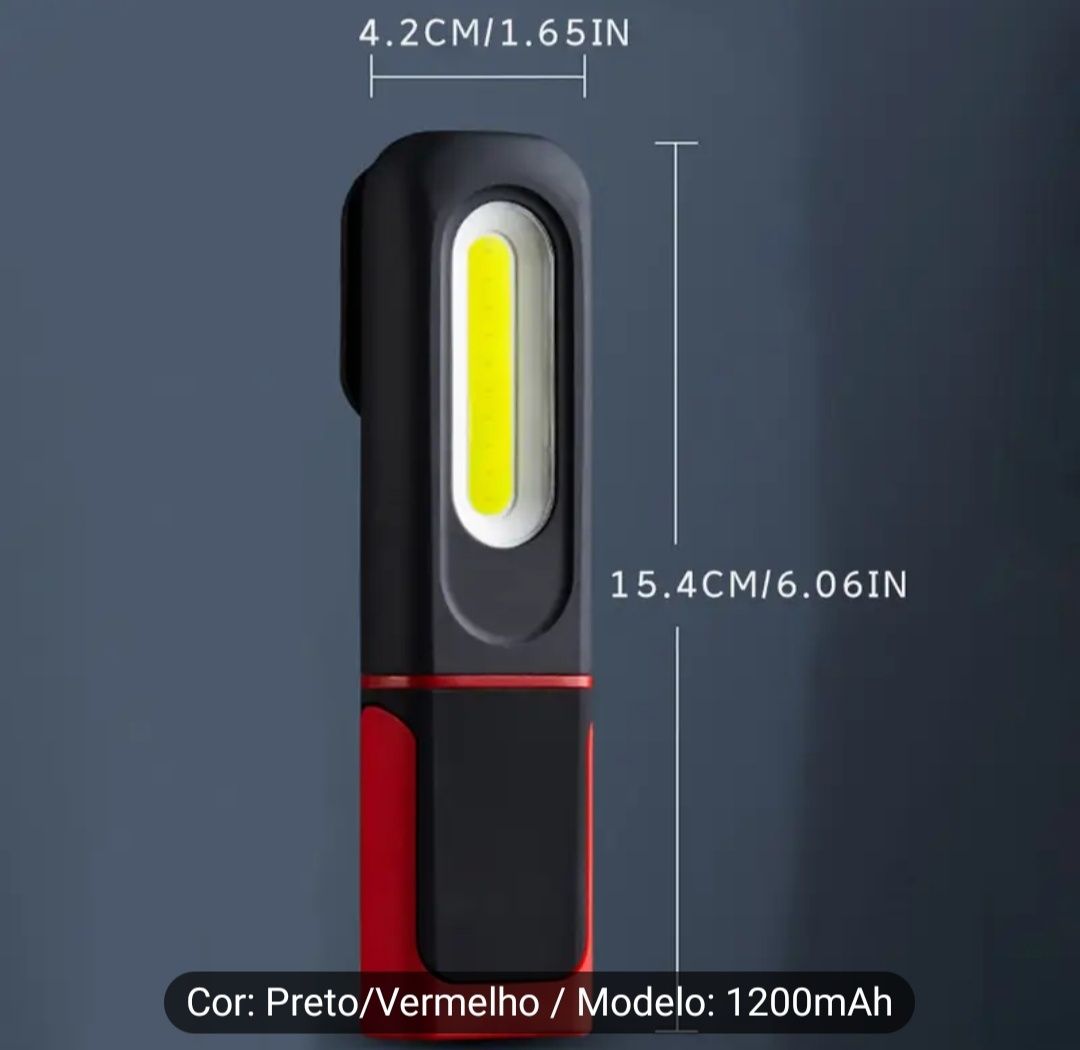 Luz de Trabalho Portátil com Base Magnética - Recarregável