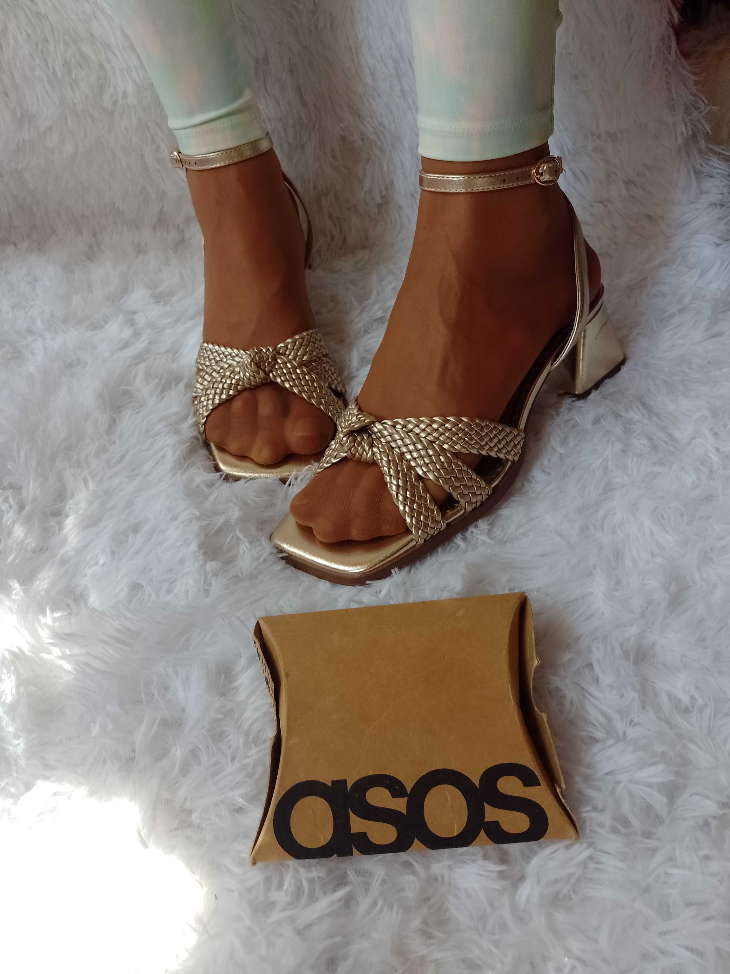(40) ASOS Design/ Złote sandałki wieczorowe z Londynu, NOWE