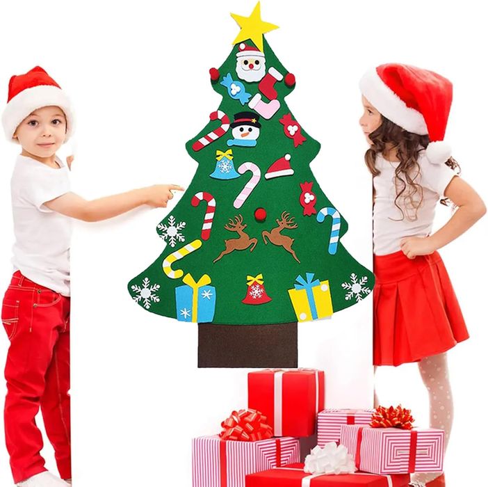 Choinka Ze Zdejmowanymi Ozdobami z Filcu DIY Świąteczna Dekoracja