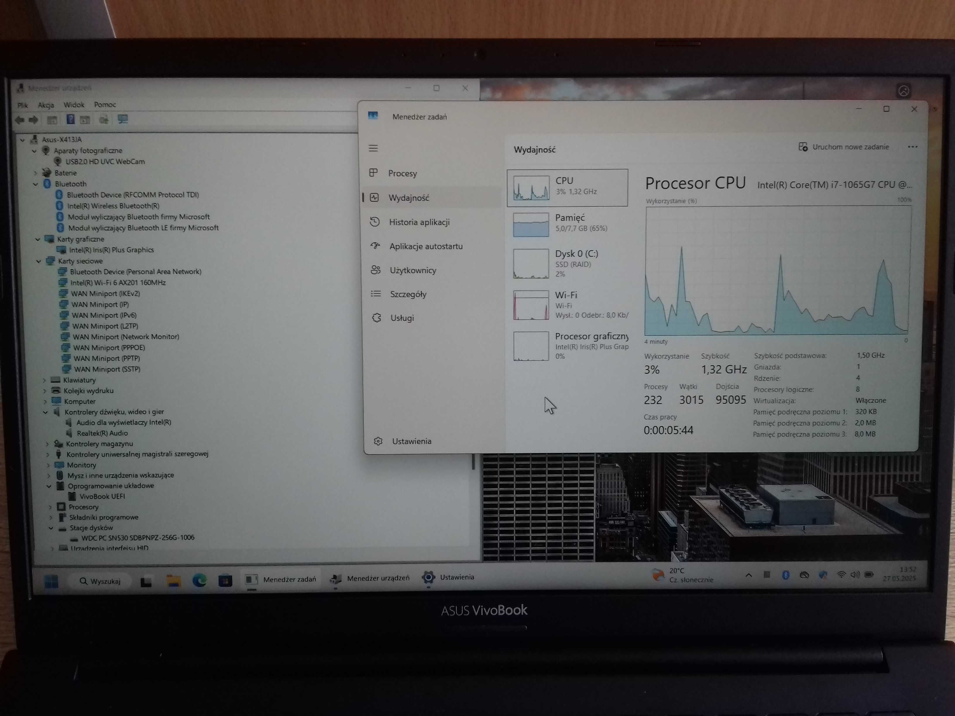 Laptop Asus X413JA, Core i7 10TH 1065G7, DDR4 8GB, SSD 238GB, Intel Ir