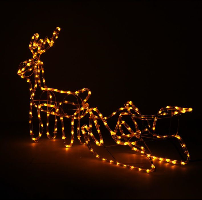 Świecący Renifer z Saniami oświetlenie świąteczne Ledy Ozdoba Lampki