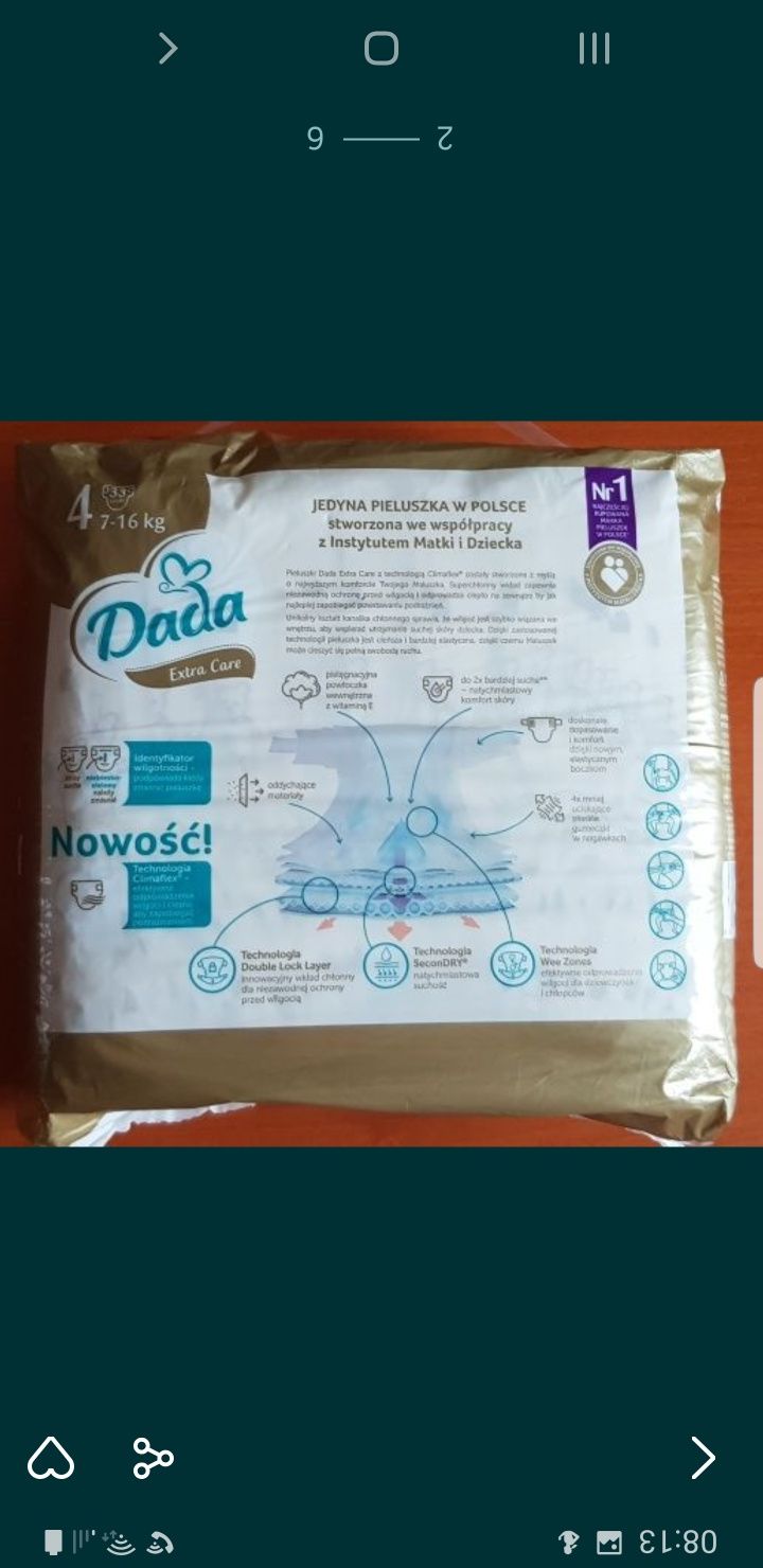 Pieluchy Dada 4 od 7 do 16 kg 33 sztuki