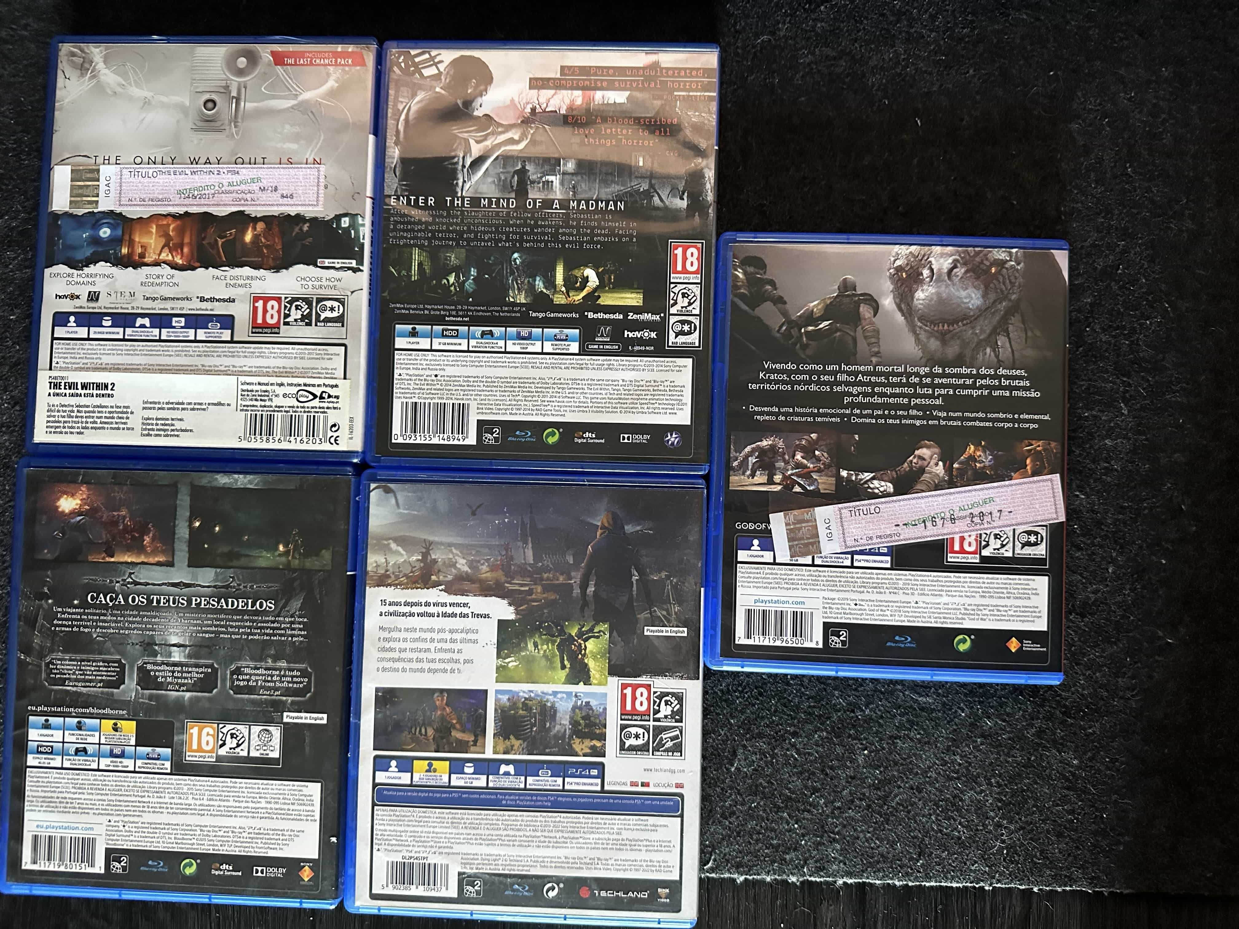 The Evil Within 1, 2, Bloodborne, Dying Light 2, God of War - PS4