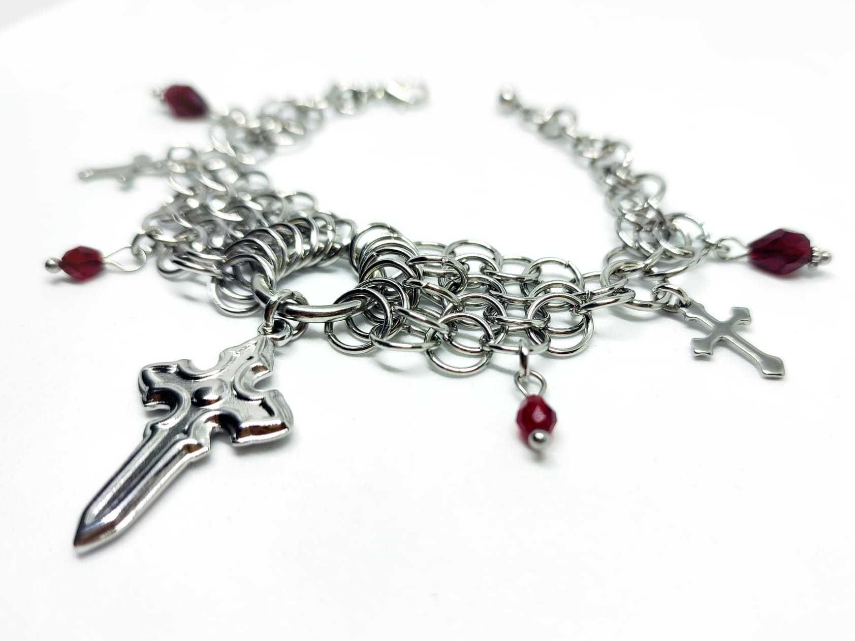 Bransoletka STAL CHIRURGICZNA SZKŁO kolczuga chainmaille