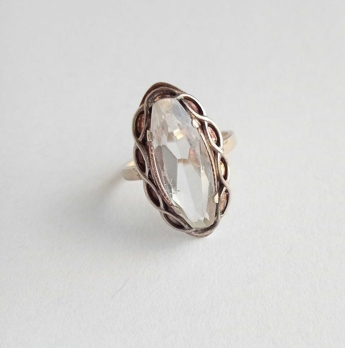 Вінтажне Кольцо Срібло 875 проби, зірочка. Прозорий камінь. СССР