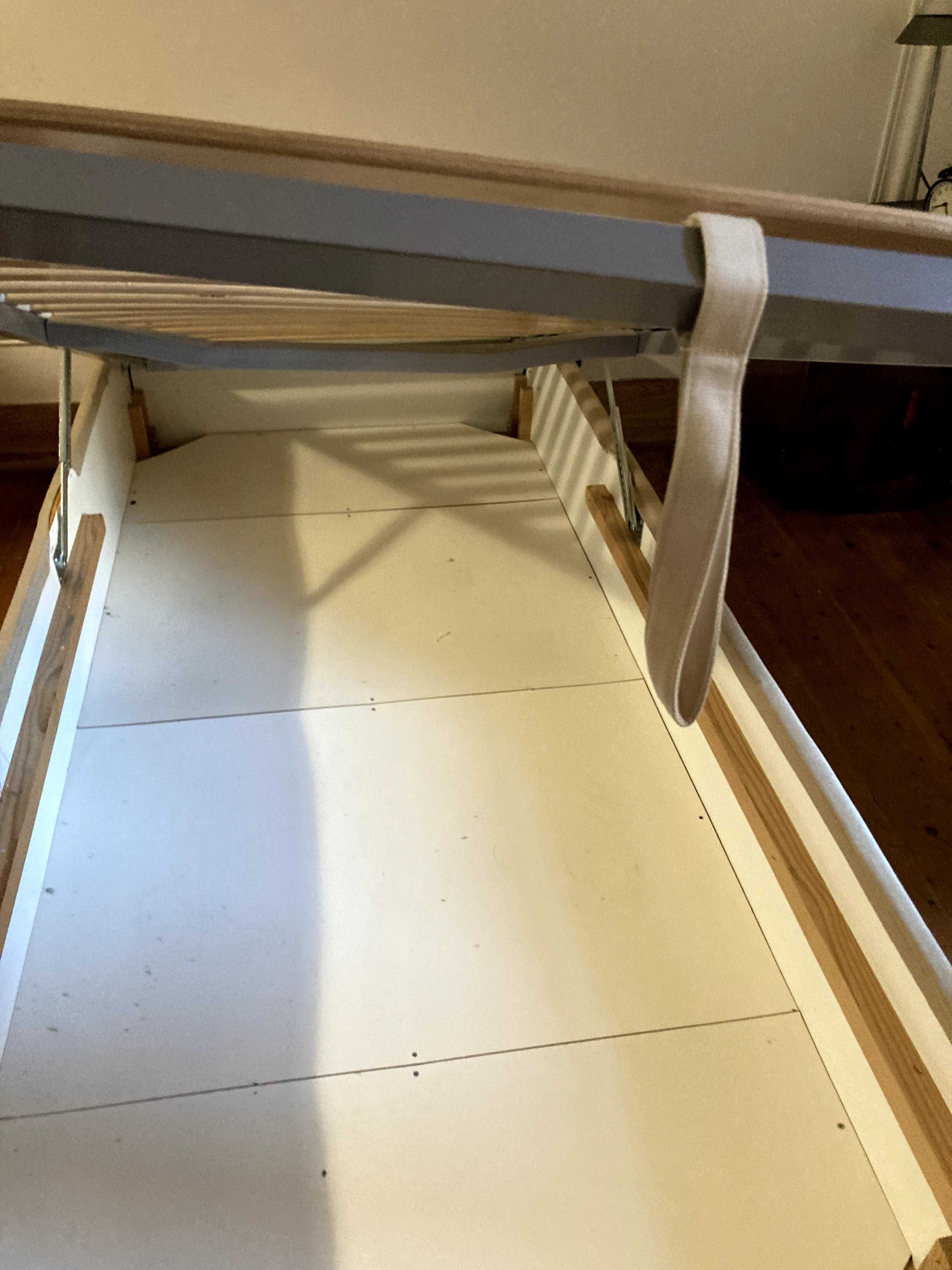 Sommier individual, com estrado e espaço de arrumação, e colchão, IKEA