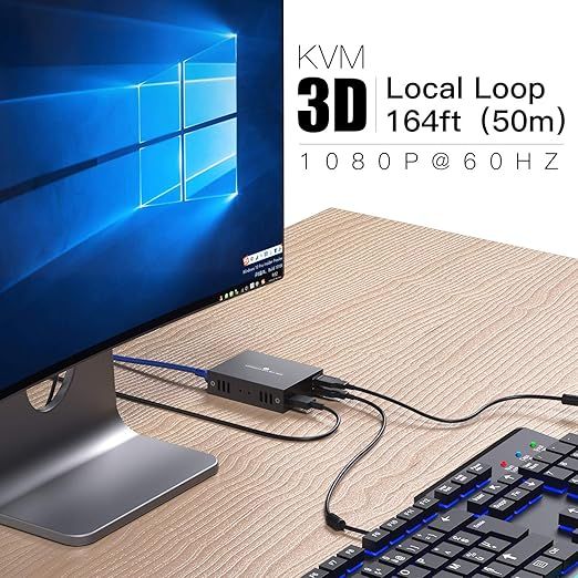 PWAYTEK HDMI KVM Przedłużacz USB 1080P Ethernet 45m