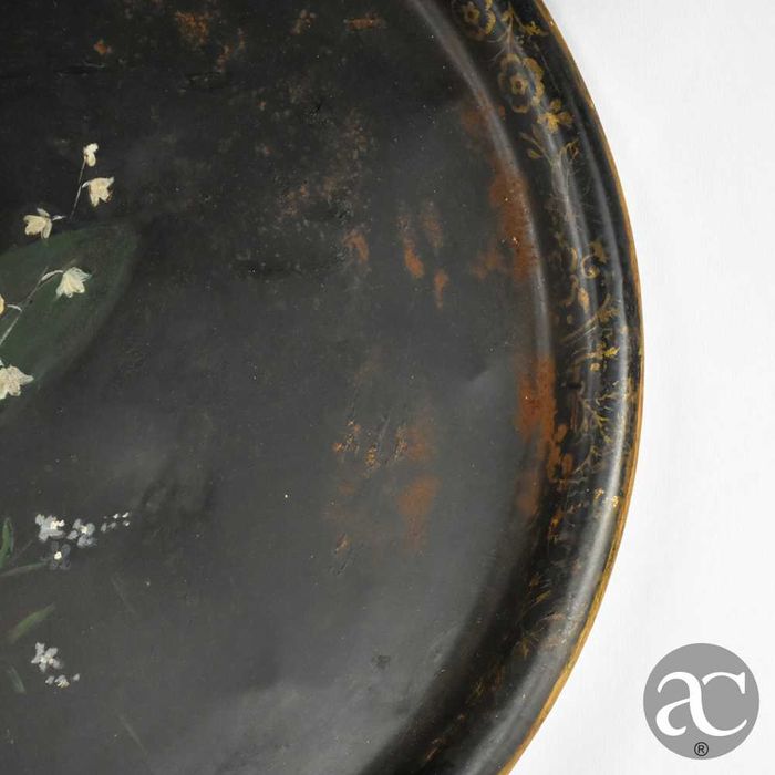 Grande Tabuleiro em folha de metal, pintado à mão, séc. XIX