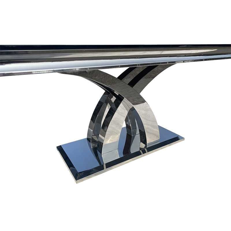 Glamour stół T-970 silver szkło czarne lub białe 220x110 chromowany