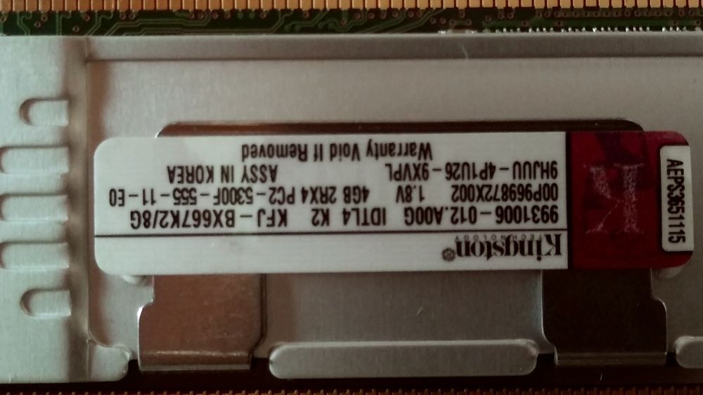 16 Gb-4 планки по 4 Gb, Kingston 4 Gb PC-2 5300 серверная