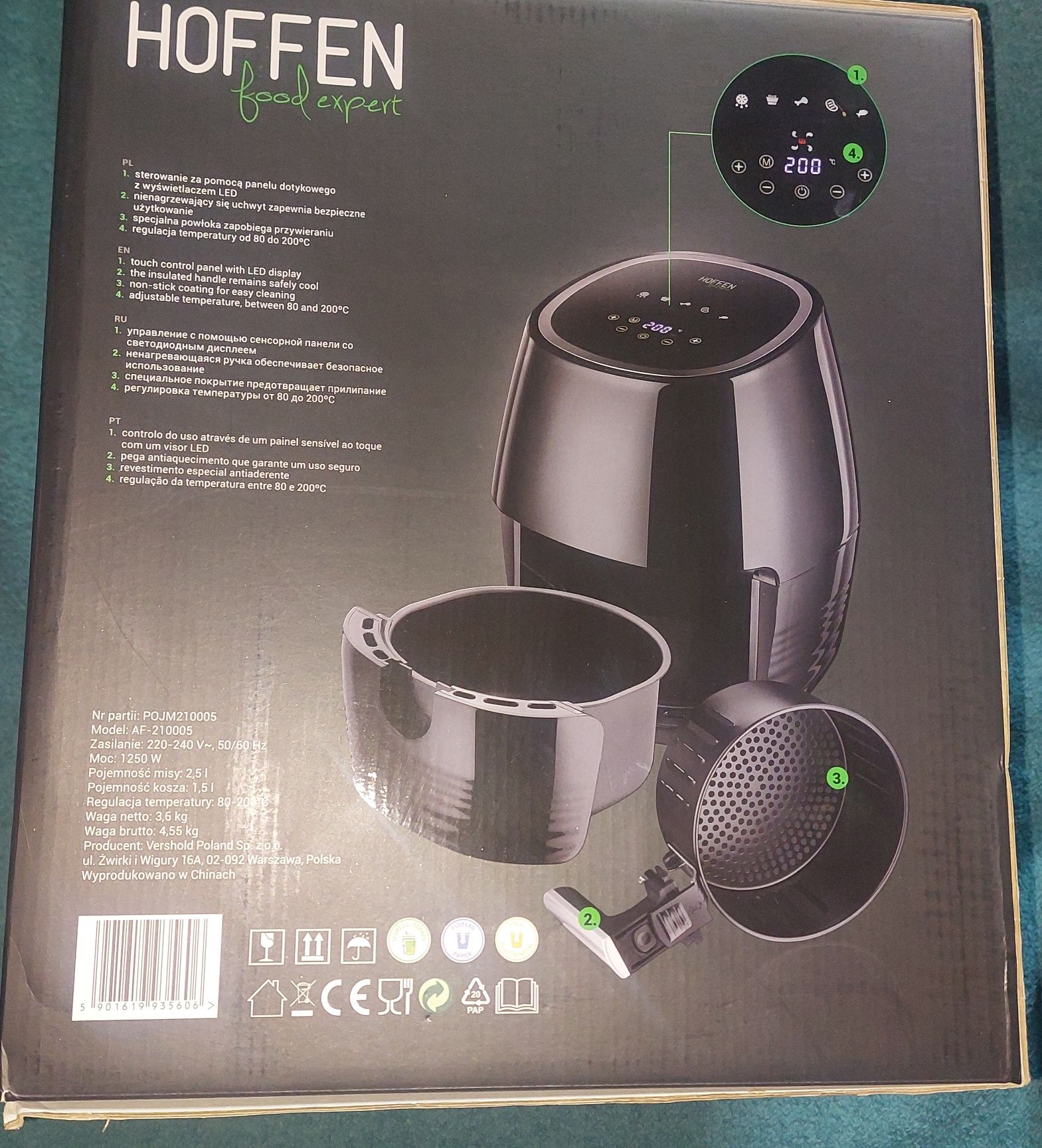 1zł Wysyłka Air fryer Frytkownica beztluszczowa2,5L panel dotykowyNOWA