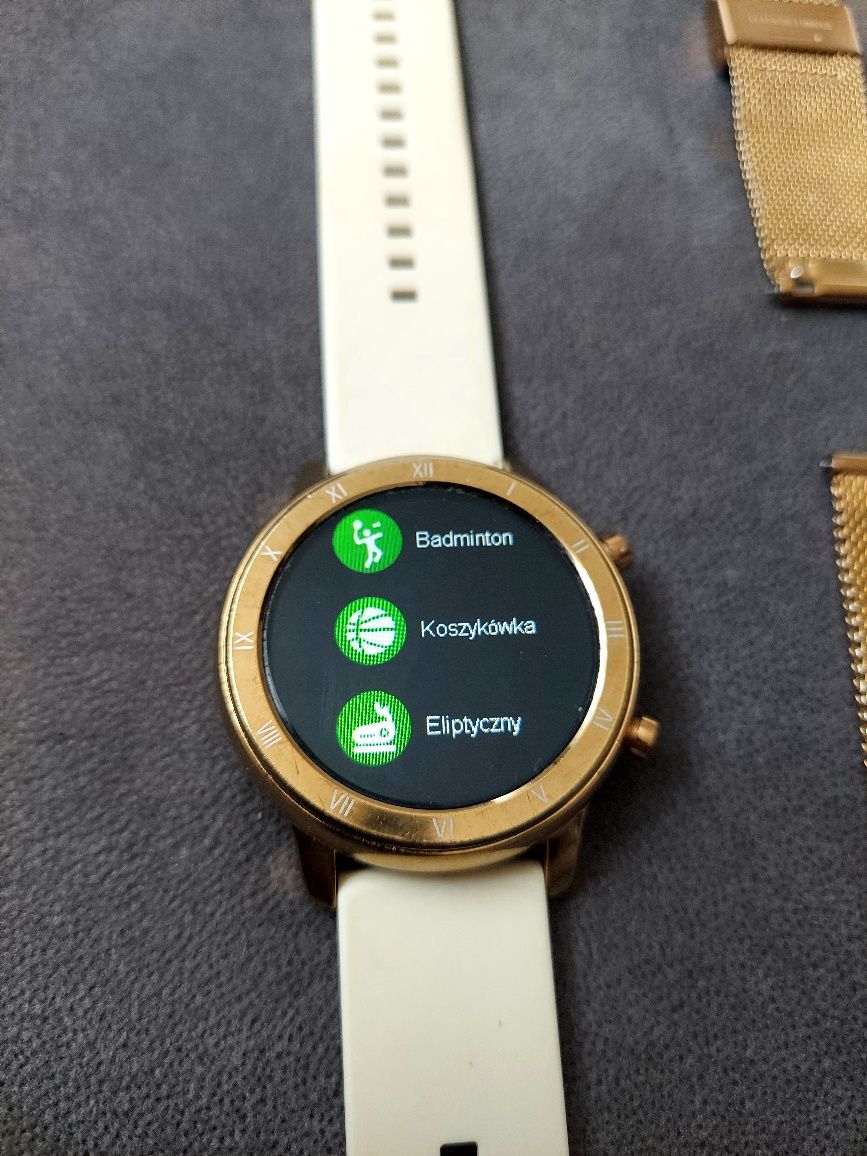 Smartwatch damski zaxer zt89 bransoletka stalowa złota i biała siliko