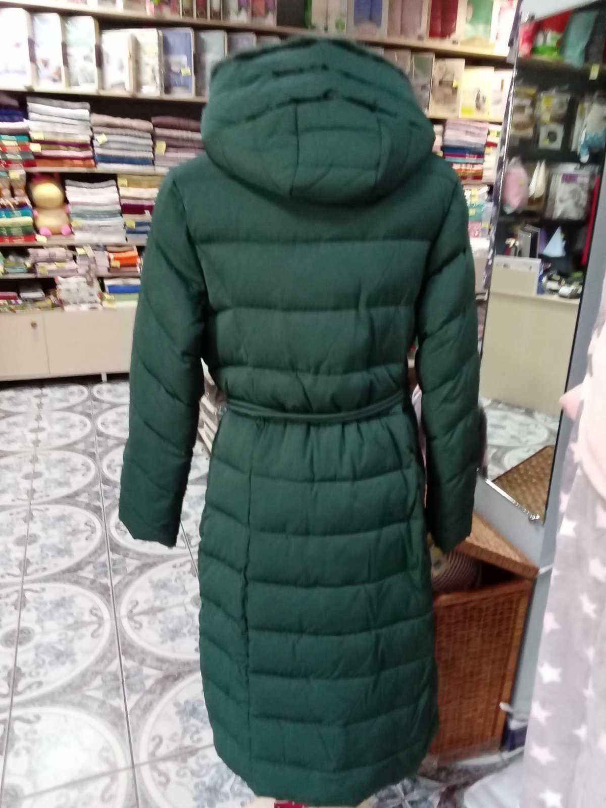 Пальто куртка зимнее теплое изумрудного цвета 54 размер Люкс качество