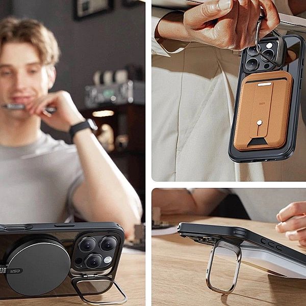 Esr Classic Hybrid Kickstand Halolock Magsafe & Tempered Glass Iphone