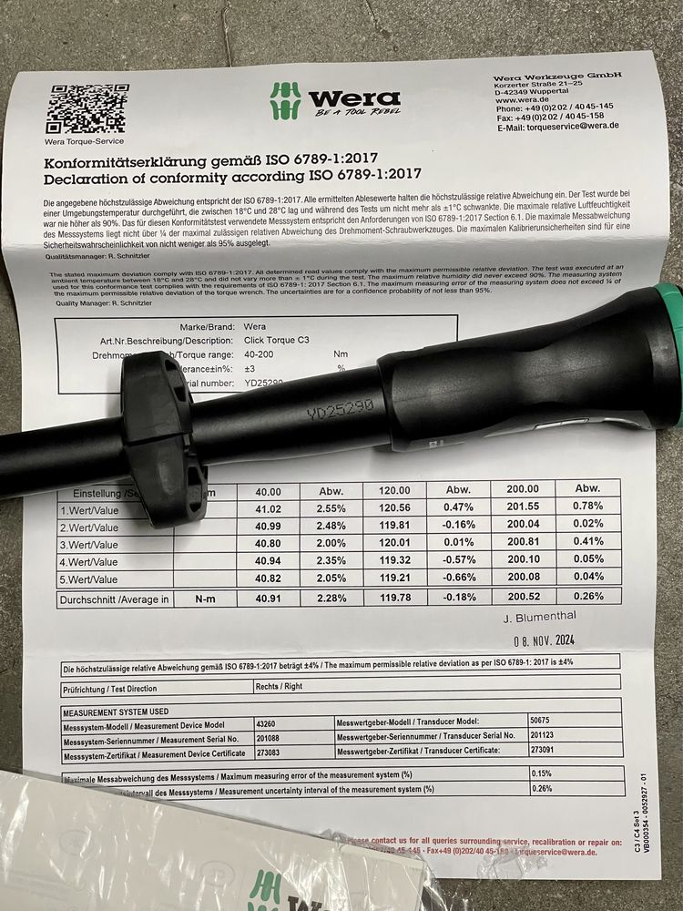 40-200 Nm WERA Klucz dynamometryczny Click-Torque C3 z grzechotka 1/2”