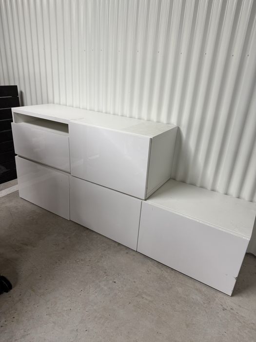 Móvel de TV c/portas, branco/Lappviken branco, 240x42x38 cm