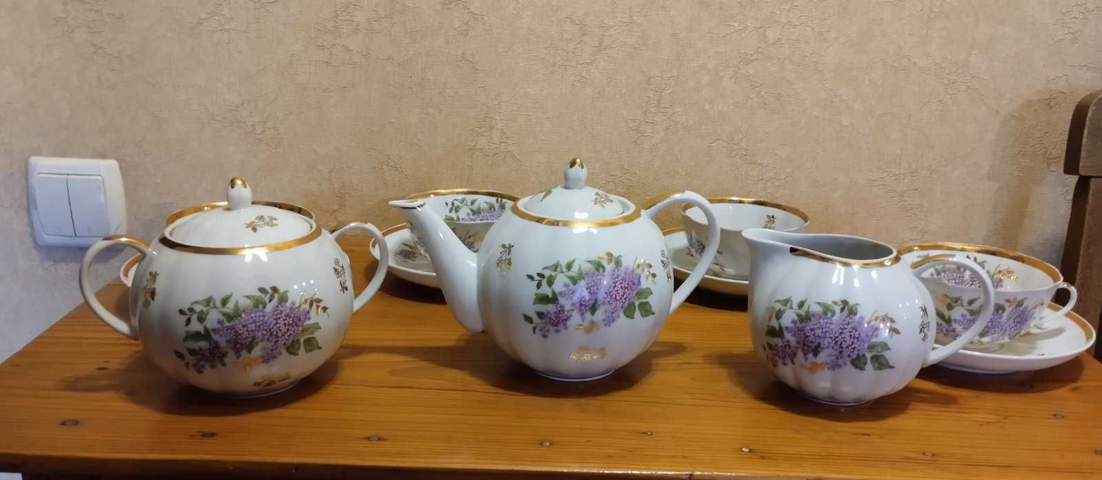 Сервиз сирень Дулево 67год.Отличное состояние.Тарелочки сирень