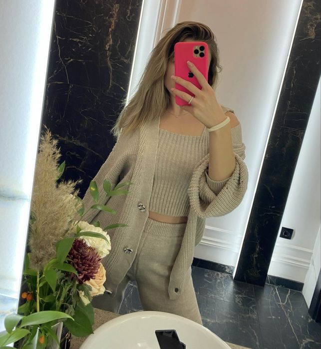 Костюм жіночий трійка вʼязаний кардиган