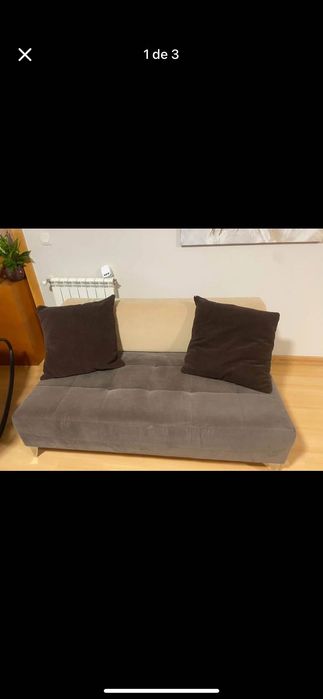 Sofá  com 1,40. Praticamente novo em cor bege e castanho,
