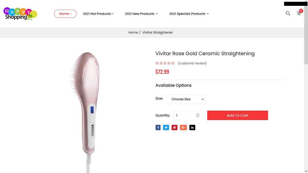 Керамическая щётка выпрямления волос VIVITAR PG 7200RG из США