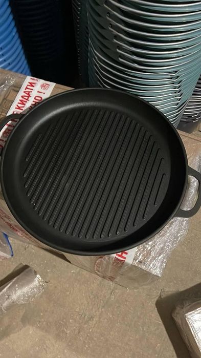 Жаровня-гриль Ø 40см, h - 4см чугунная Maysternya. Вес 5,8кг