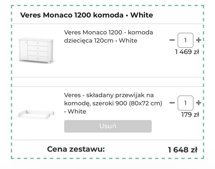 Komoda Veres Monaco biala ze skladanym przewijakiem szerokim 90