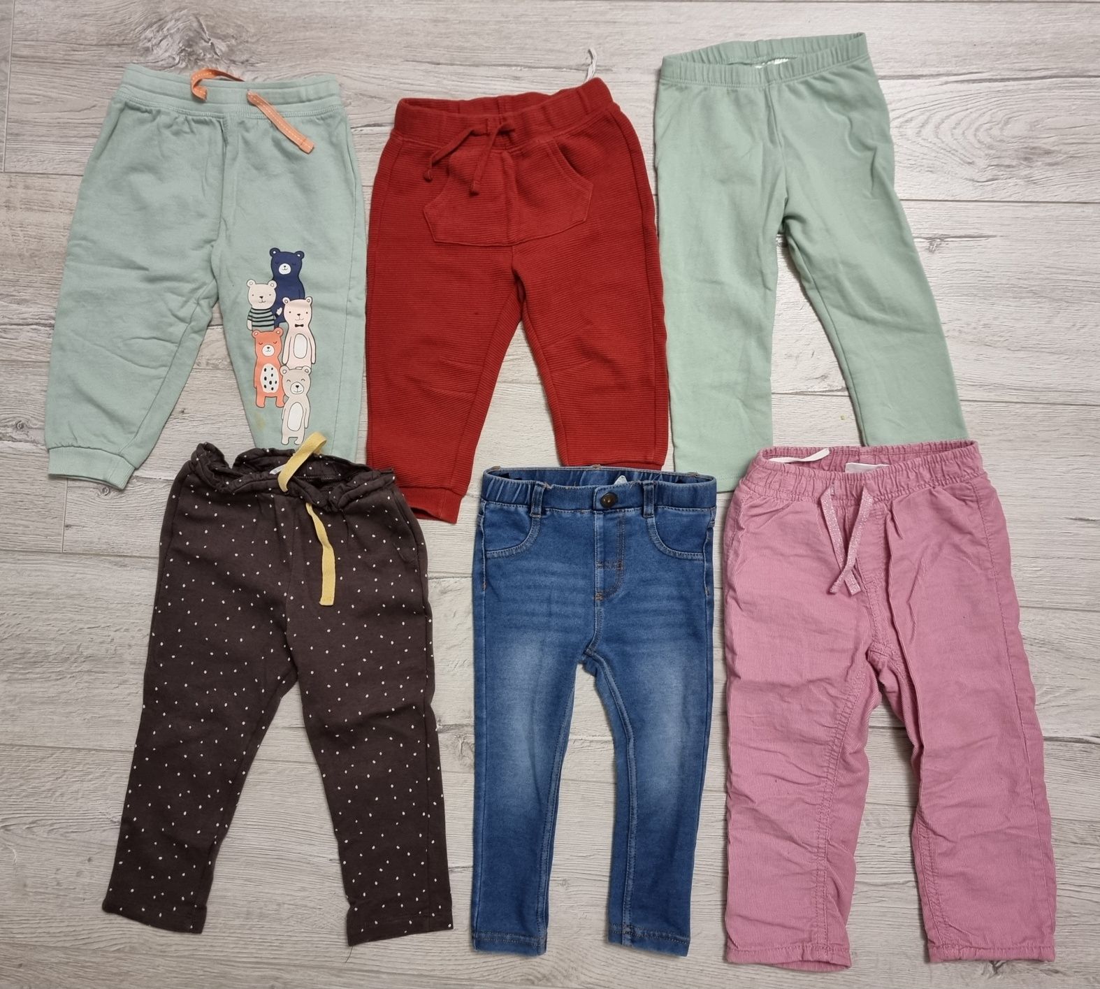 Spodnie legginsy 86 6szt: 3x h&m, 2x ergee, relefun