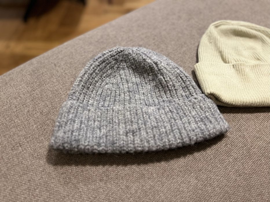 Reserved czapka zimowa beanie szara limonka unisex