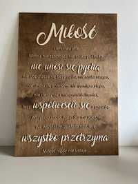 Hymn o miłości tablica drewniana boho rustykalna