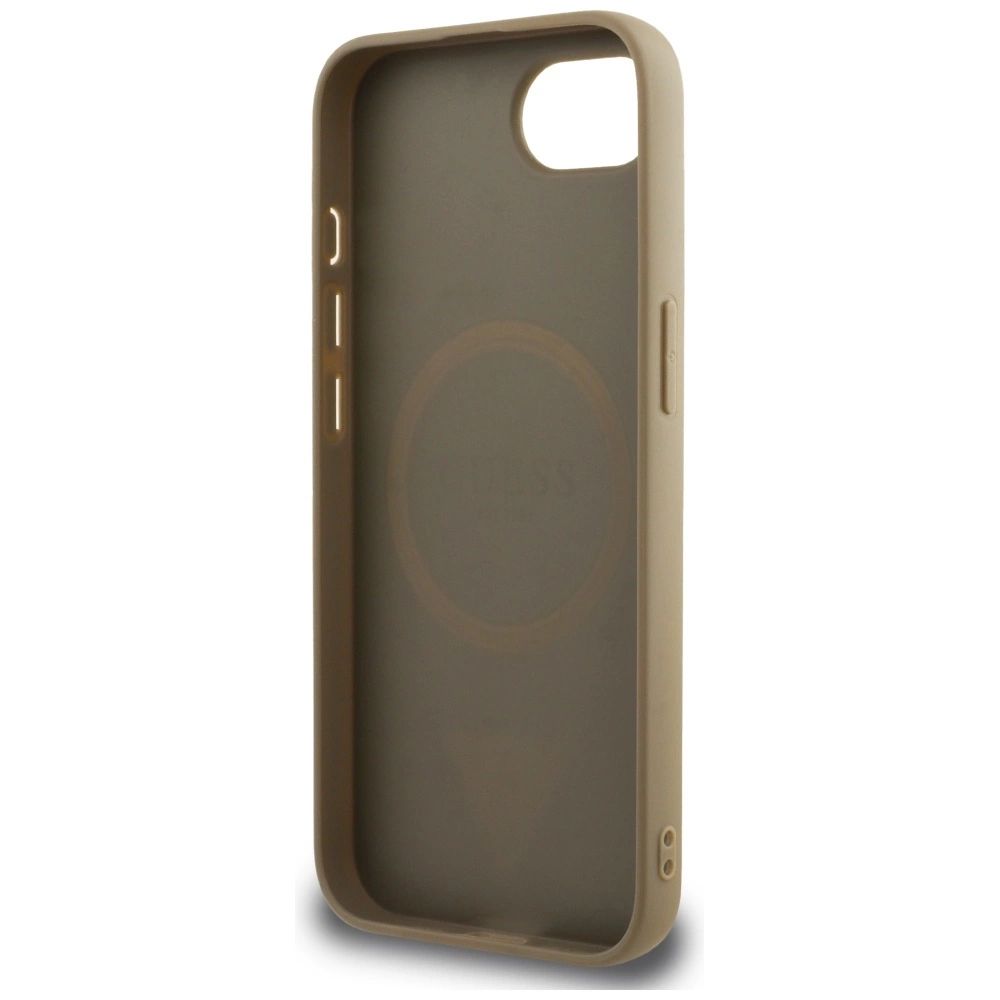Etui Guess Grained Triangle MagSafe na iPhone 16e - brązowe