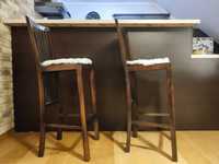 krzesełka barowe drewniane 2szt.