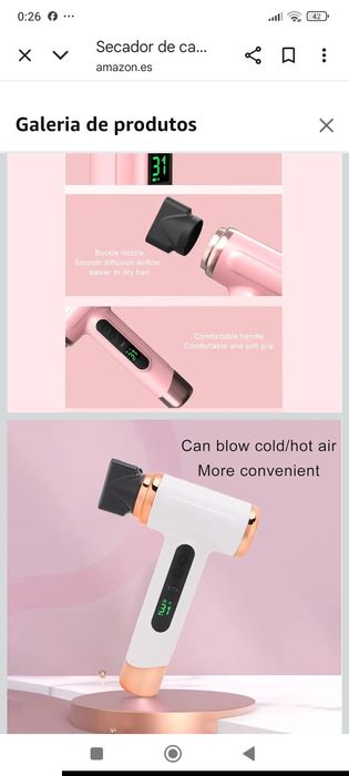 Secador cabelo sem fios