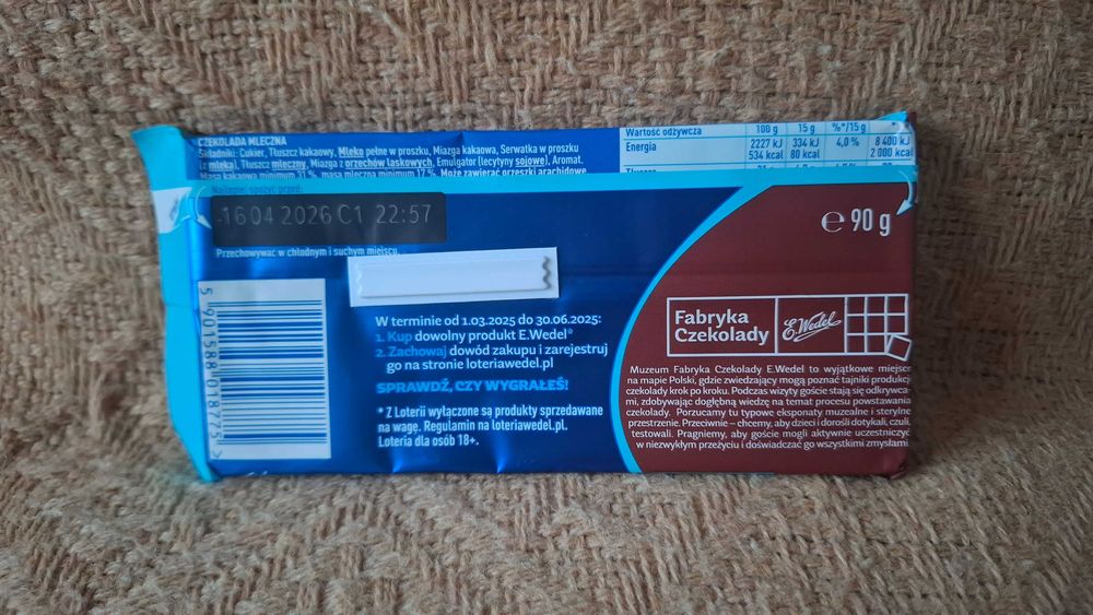 Czekolada E. Wedel mleczna klasyczna 90 g