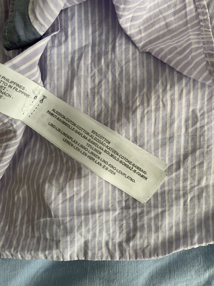 Massimo Dutti Mens Striped Casual Fit S Cotton Linen Blend