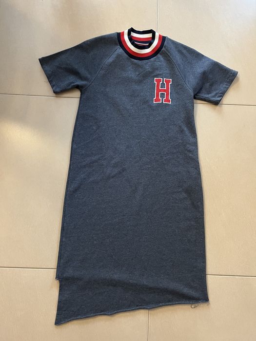 Tommy Hilfiger.Asymetryczna Sukienka dresowa.Grafit/granat . S
