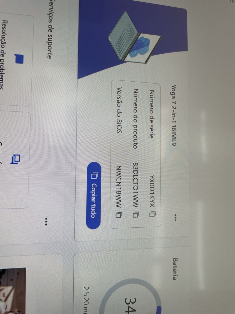 Portátil LeNovo touch 16 polegadas