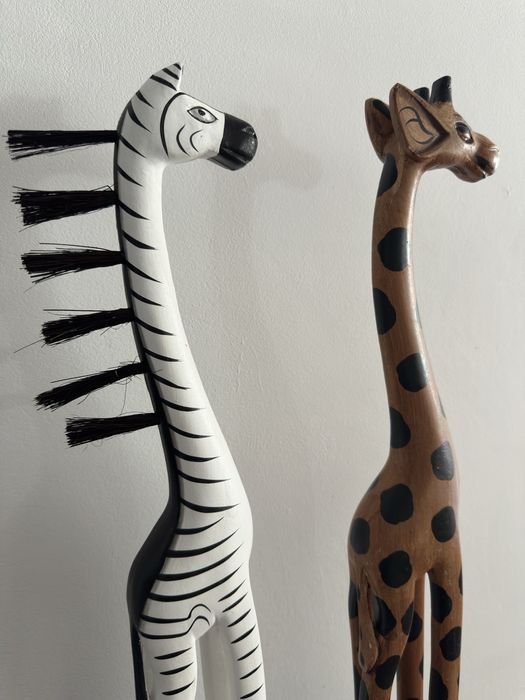Stojące ozdoby afrykańskie - żyrafa i zebra