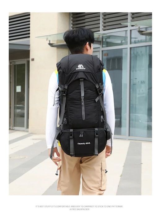 Туристичний трекінговий похідний рюкзак Waikani 65+5L чорний + чехол