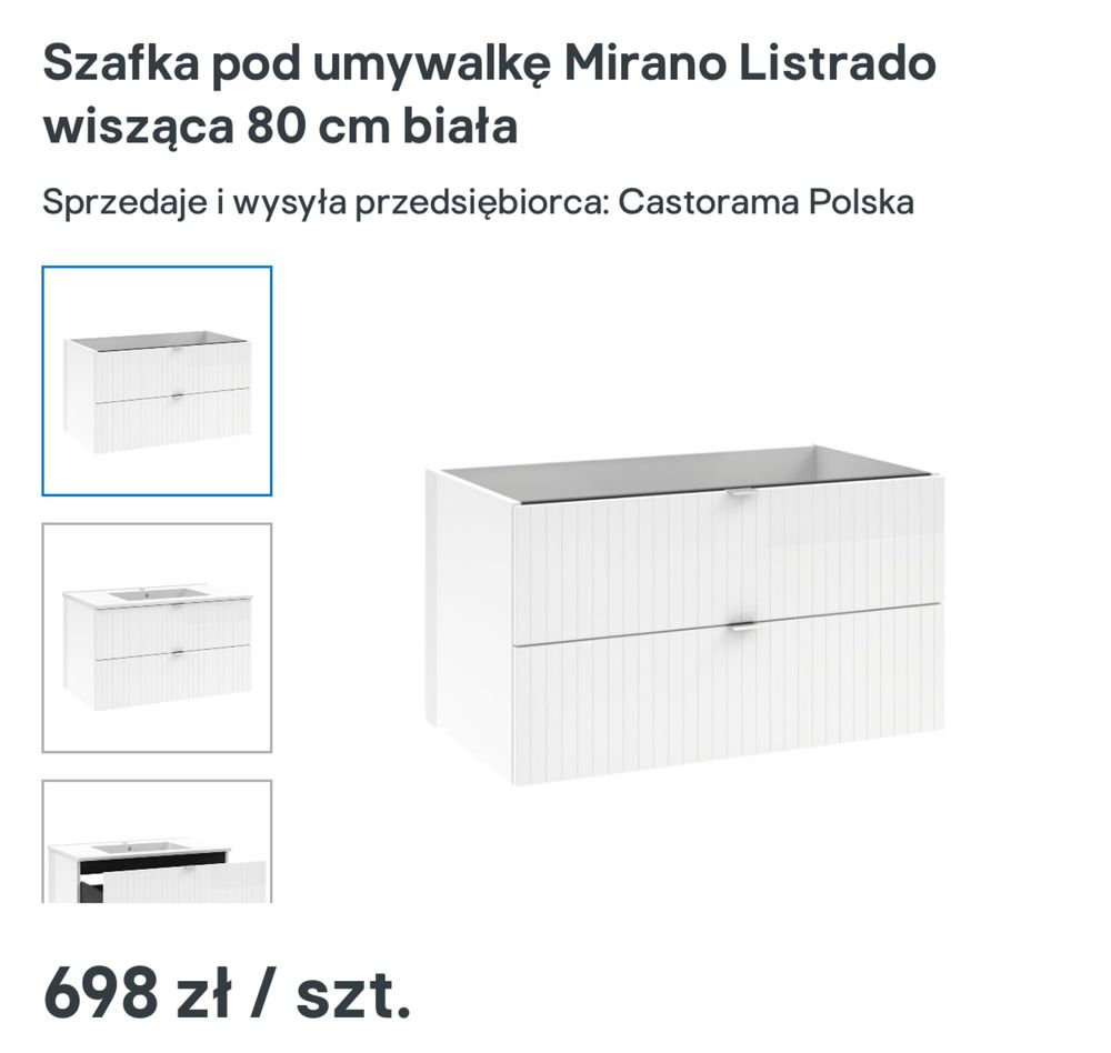 Szafka podumywalkowa biała 80cm