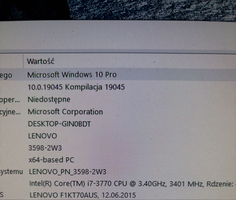 Komputer Lenovo Intel Core