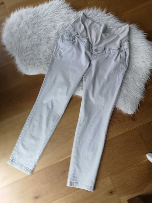 H&M Mama spodnie ciążowe beżowe ecru roz. 42