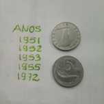 Exemplares de moedas italianas de 5 liras