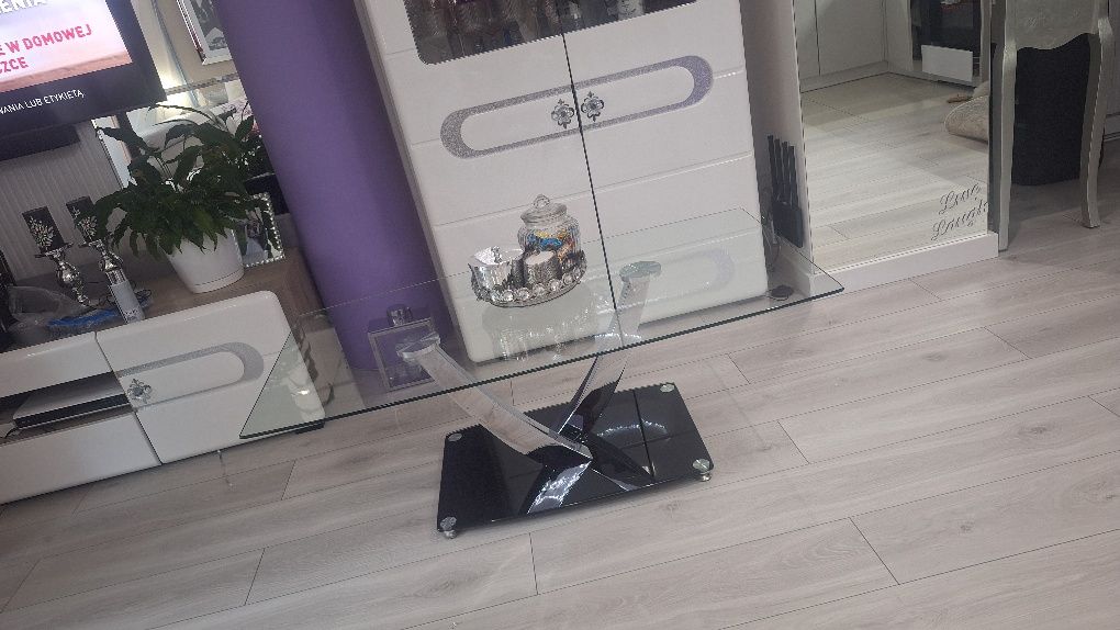 Stolik kawowy szklany ława pokojowa do salonu 120x65 glamour