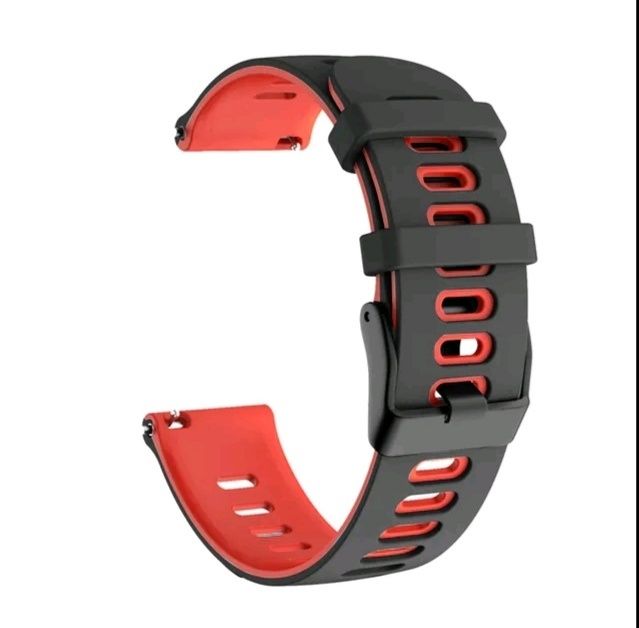 Bracelete  em silicone, 22mm (Novo) Preto e Vermelho