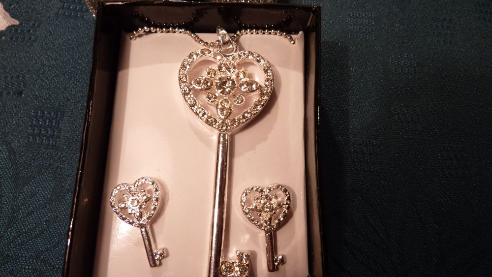 Biżuteria ślubna łańcuszek kolczyki z cyrkoniami