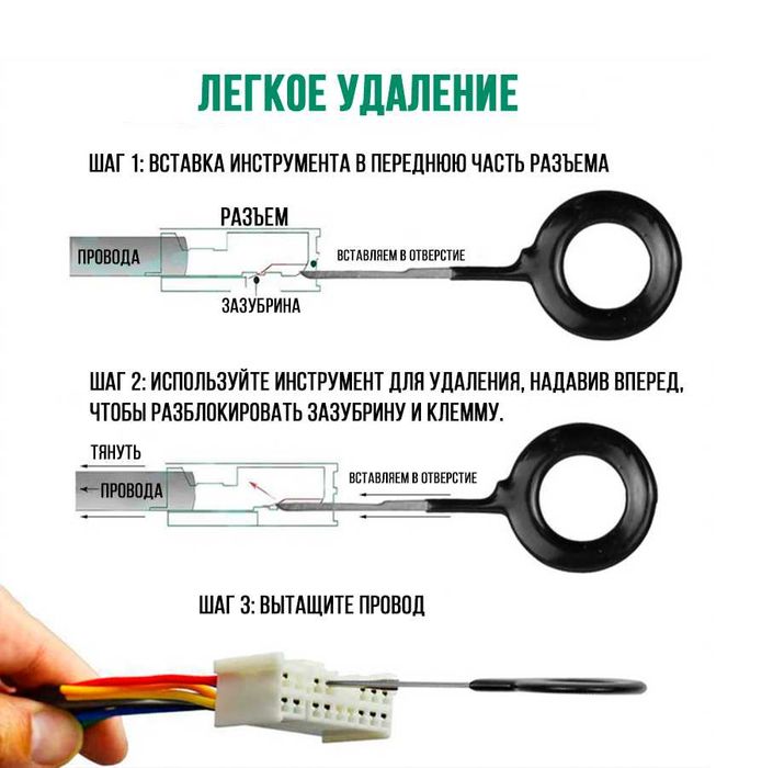 Набор экстракторов извлечения пинов контактов из разъемов питания авто