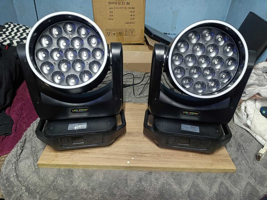 2sztuki Profesjonalna głowica ruchoma LED 19x15W RGBW Beam Wash Zoom