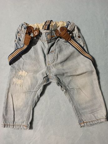 Nowe spodnie jeans 68 H&M szelki